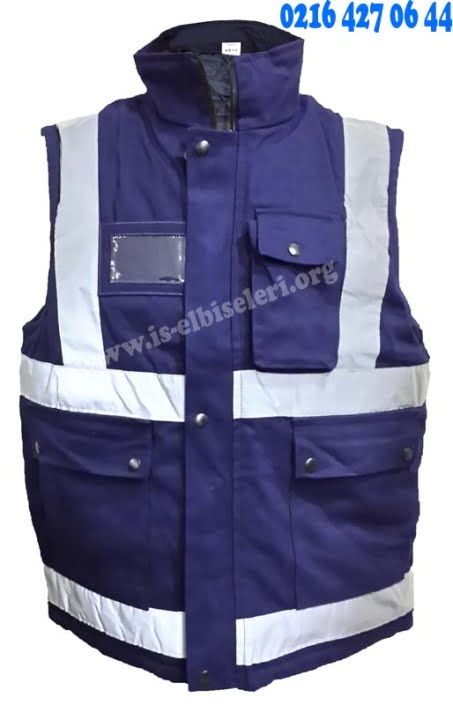 yelek kapitoneli çok cepli reflektörlü