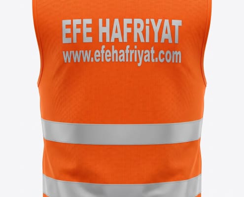Turuncu renk Reflektörlü Baskılı Yelek | Logolu İkaz Yeleği Fiyatları
