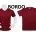 Two burgundy short-sleeve T-shirts on white mannequins, shown side by side with 'BORDO' text above them -