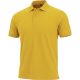 Bright yellow polo shirt with collar and short sleeves on a plain background, front view -